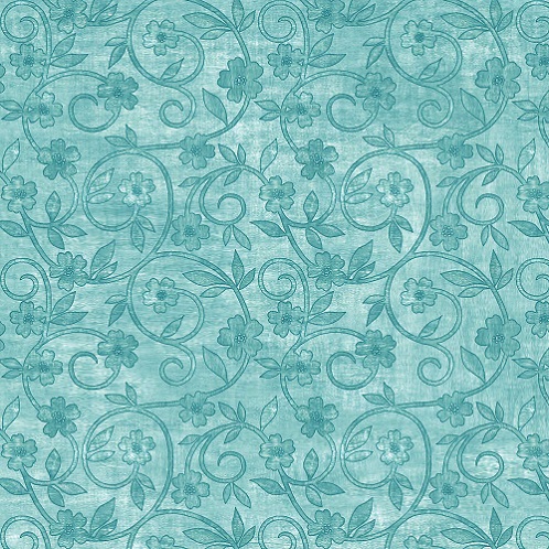 Quilting Treasures - Rejoice - Floral Scroll, Aqua