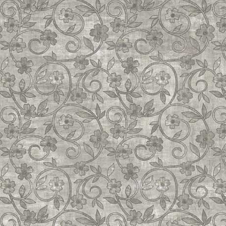 Quilting Treasures - Rejoice - Floral Scroll, Gray