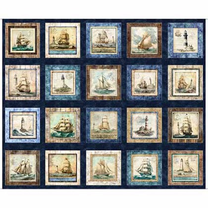 Quilting Treasures - Siren's Call - Nautical Patches, Navy