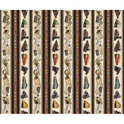 Quilting Treasures - Steam & Steel - Train Border Stripe, Multi