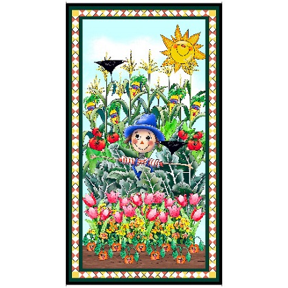 Quilting Treasures - Vegetable Medley - 24' Scarecrow Panel, Multi