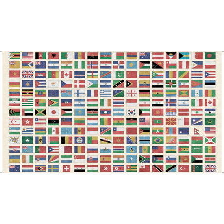 Quilting Treasures - Wanderlust - Flags of the World 24' Panel, Multi