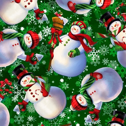 Quilting Treasures - Whirlwind - Snowmen, Green