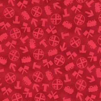 Quilting Treasures - Who's That Train - Tonal Train Symbols, Red