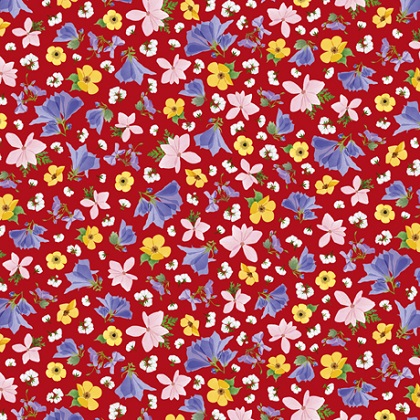 Quilting Treasures - Wildflowers - Small Floral, Red