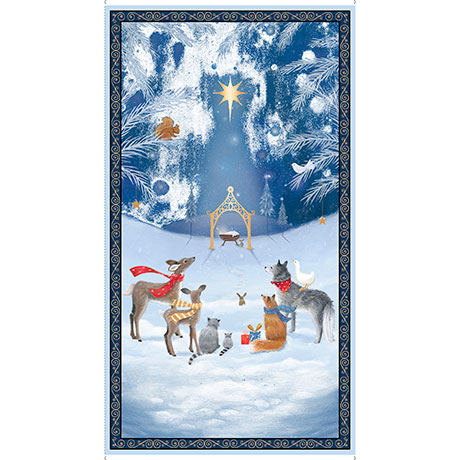 Quilting Treasures - Woodland Dream - 24' Nativity Panel, Blue