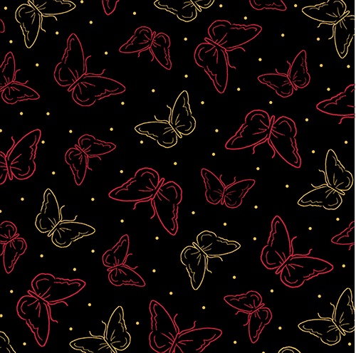 Quilting Treasures - Yoriko Dependable - Butterflies, Black