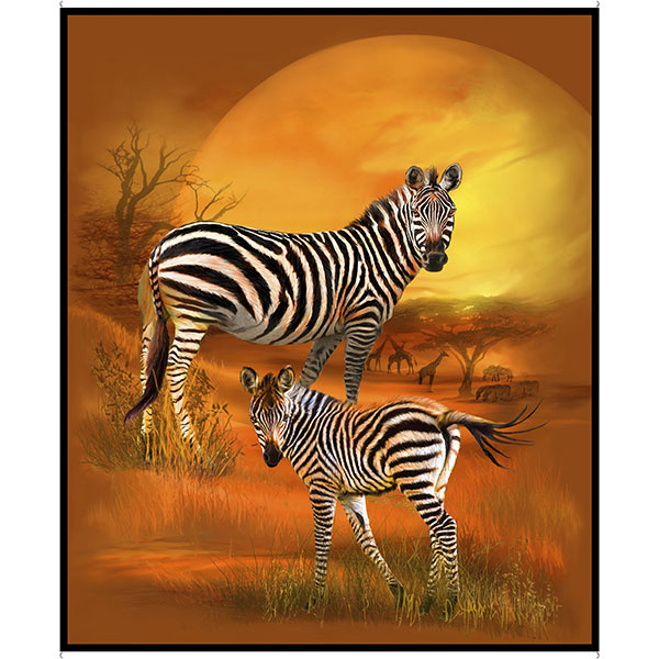 Quilting Treasures - Zebra Sunset - 36' Zebra Panel