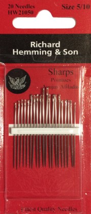 Richard Hemming - Sharps Needles - Size 5/10 -  20 ct.