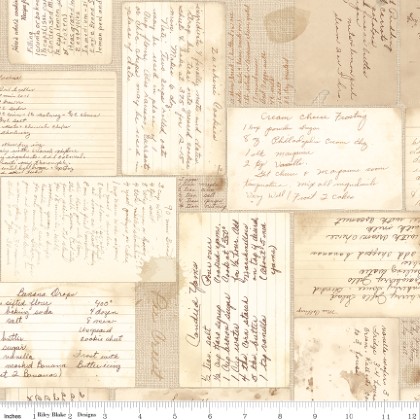 Riley Blake - 107/108' Baked With Love - Recipes, Tea Dye