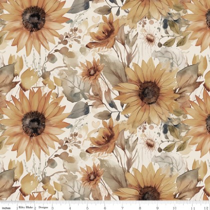 Riley Blake - 107/108' Evening on the Prairie - Watercolor Sunflowers, Cream