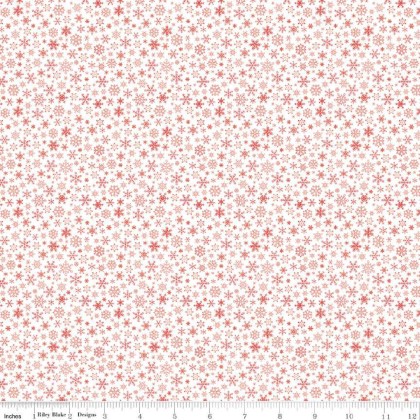 Riley Blake - 108' Peace on Earth - Red Snowflakes, White