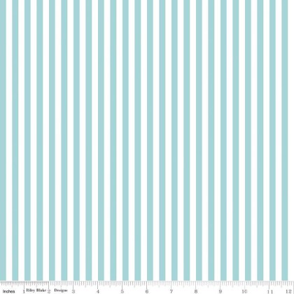 Riley Blake - Basic - 1/4' Stripe, Aqua/White