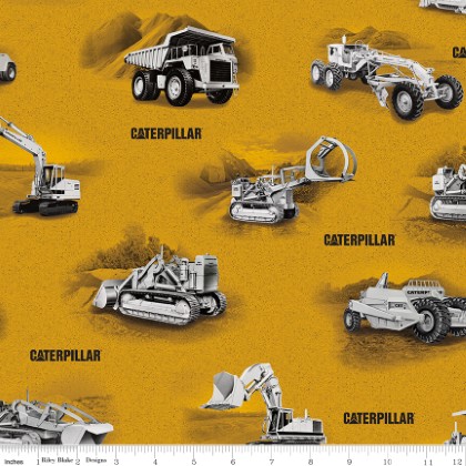 Riley Blake - CATERPILLAR® - 100 Years - Main Print, Yellow