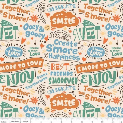 Riley Blake - Camp S'mores - Text, Marshmallow