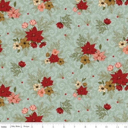 Riley Blake - Christmas Greetings - Floral, Sage