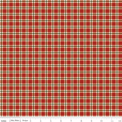 Riley Blake - Christmas Greetings - Plaid, Red