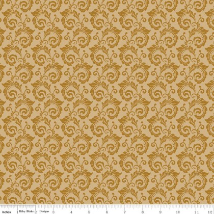 Riley Blake - Christmas Greetings - Scroll, Gold