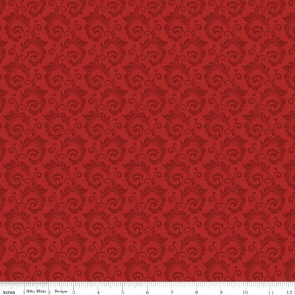 Riley Blake - Christmas Greetings - Scroll, Red