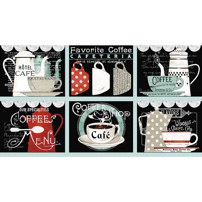 Riley Blake - Coffee Chalk - 24' Placemat Panel, Black