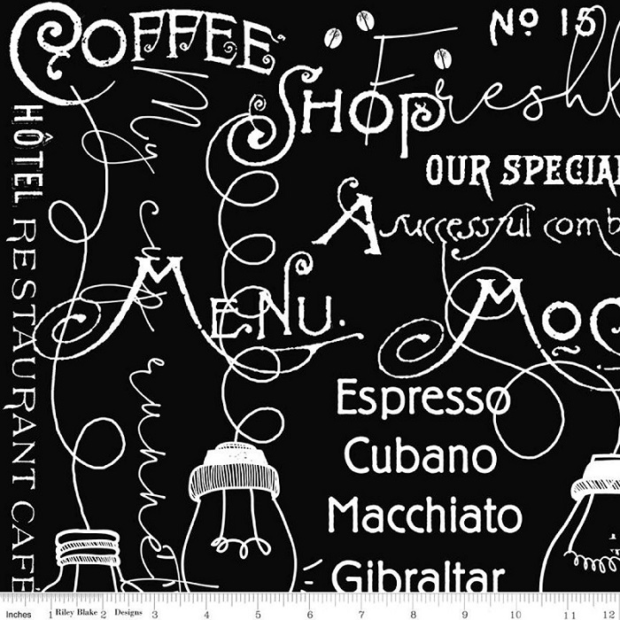 Riley Blake - Coffee Chalk - Blackboard, Black