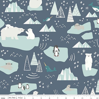 Riley Blake - Designer Flannel - Nice Ice Baby - Main Print, Navy