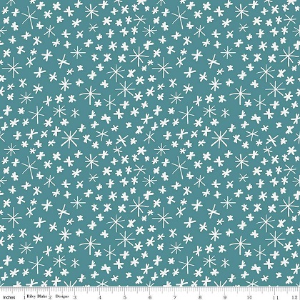 Riley Blake - Designer Flannel - Nice Ice Baby - Snowflakes, Teal
