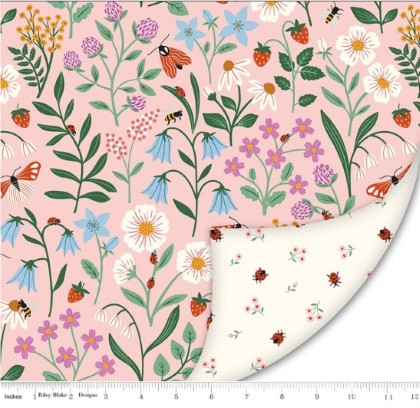 Riley Blake - Double Lush Velvet - Meadow Moments, Pink