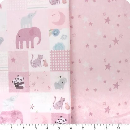 Riley Blake - Double Lush Velvet - Safari Stargazing, Pink