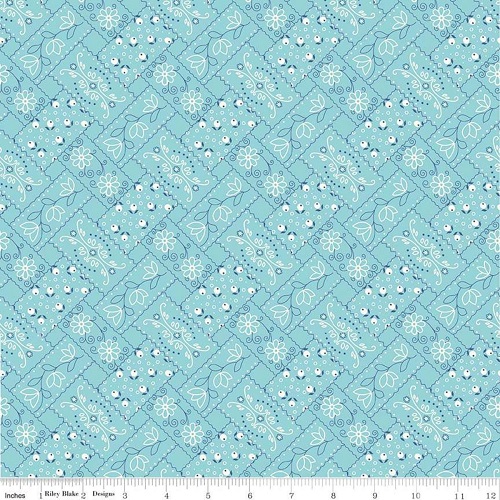 Riley Blake - Farm Girl Vintage - Bandana, Aqua