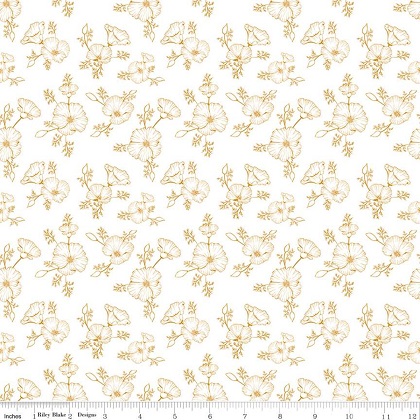 Riley Blake - Golden Poppies - Tonal, White