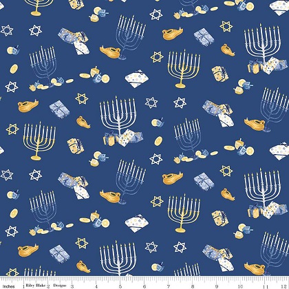 Riley Blake - Hanukkah Nights - Main Print, Blue