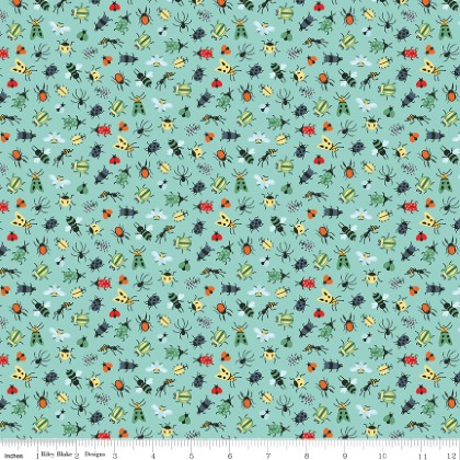 Riley Blake - Happy Haven - Bug Life, Aqua