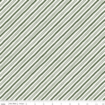 Riley Blake - Holiday Spirit - Diagonal Stripes, Green