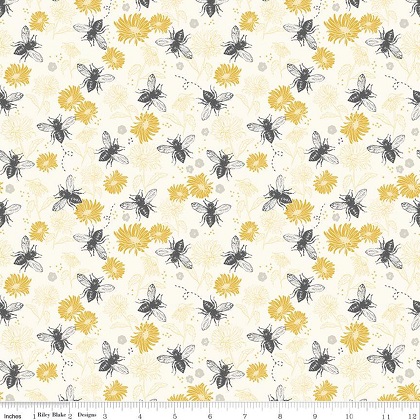 Riley Blake - Honey Bee - Floral, Parchment