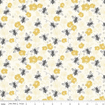 Riley Blake - Honey Bee - Floral, Parchment