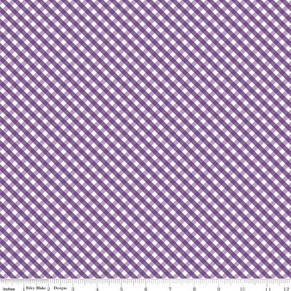 Riley Blake - Hydrangeas in the Garden - Gingham, Purple