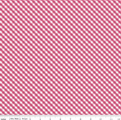 Riley Blake - Hydrangeas in the Garden - Gingham, Raspberry