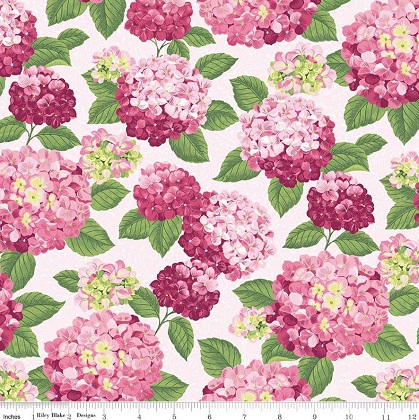 Riley Blake - Hydrangeas in the Garden - Main Print, Pink Pearl