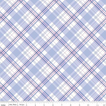 Riley Blake - Hydrangeas in the Garden - Plaid, Blue