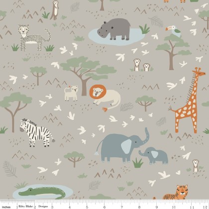 Riley Blake - Leo & Savannah - Main Print, Gray