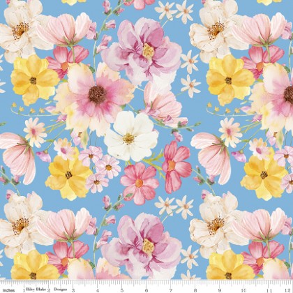 Riley Blake - Painted Petals - Large Floral, Blue