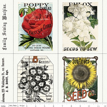 Riley Blake - Sewing Seeds III - Sewing Seed Packs, White