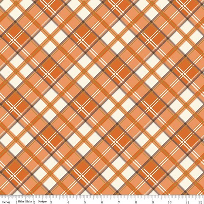 Riley Blake - Shades of Autumn - Plaid, Orange Sparkle