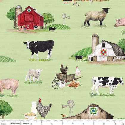 Riley Blake - Spring Barn Quilts - Main Print, Green