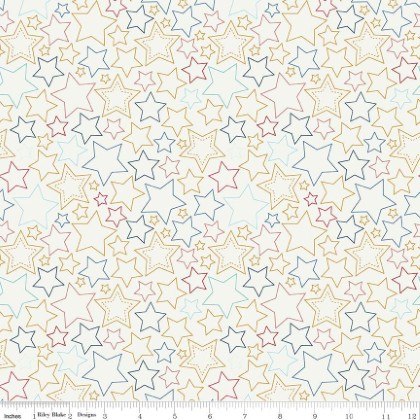 Riley Blake - Sweet Freedom - Stars, Multi Sparkle