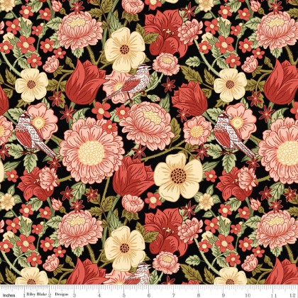 Riley Blake - Tangled Garden - Large Florals, Black