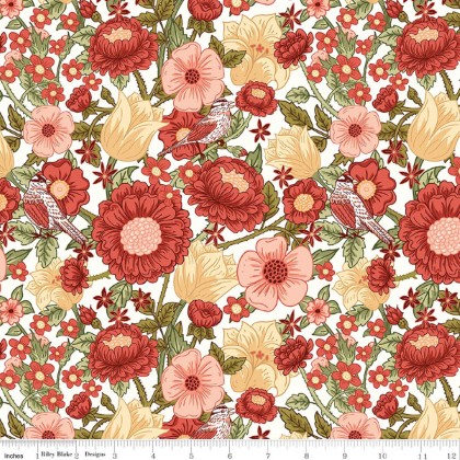 Riley Blake - Tangled Garden - Large Florals, Cream