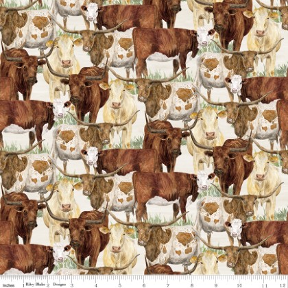 Riley Blake - The Homestead - Herd of Cattle, Cream