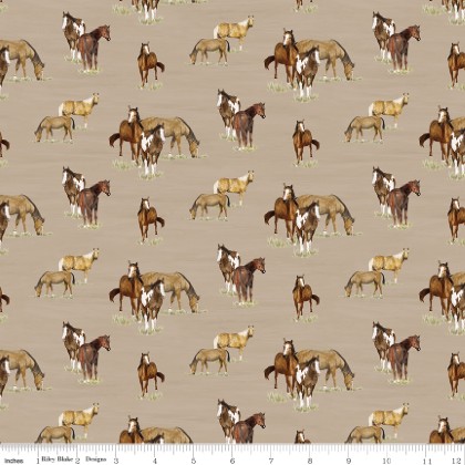 Riley Blake - The Homestead - Horses, Tan